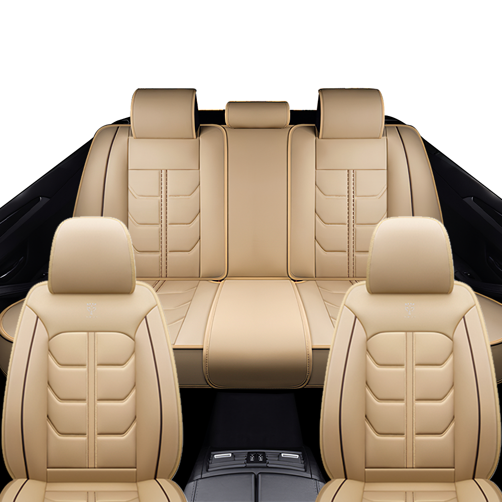 Full Coverage Black Leather Car Seat Cover Light Standard Style, Automotive Vehicle Cushion Universal Fit