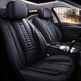 Full Coverage Black Leather Car Seat Cover Mechanical Standard Style, Automotive Vehicle Cushion Universal Fit