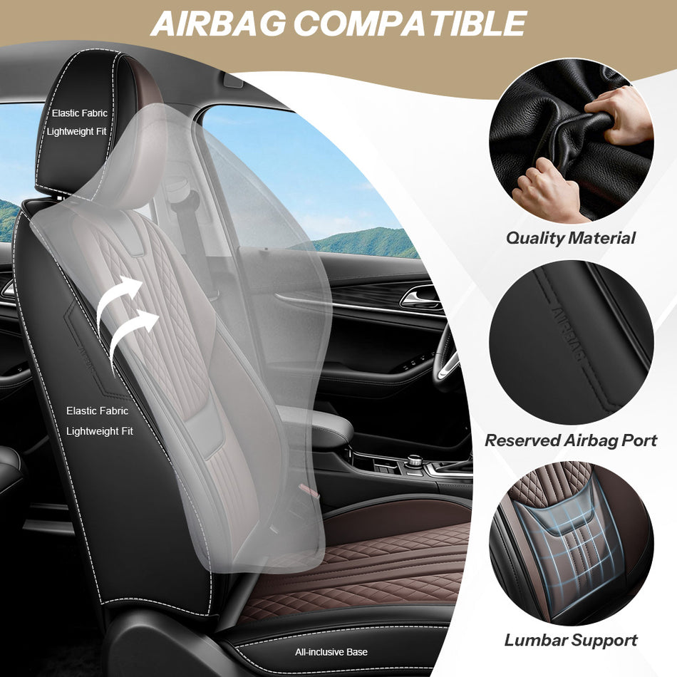 Style 66, Black/Brown, Universal Car Seat Covers, 5-Seat Standard Set, Easy-Clean Interior Protection