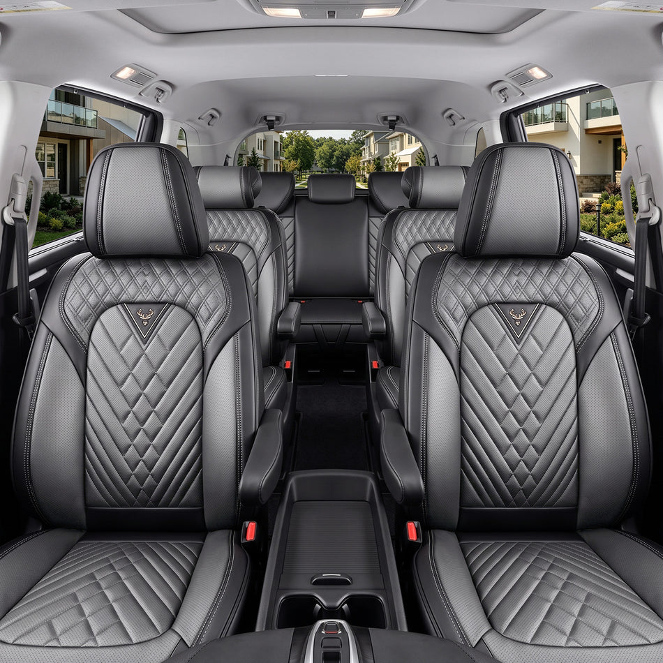 Honda Odyssey Seat Covers, Black/Gray, 7-Seat Standard Set, Vehicle-Specific Interior Protection