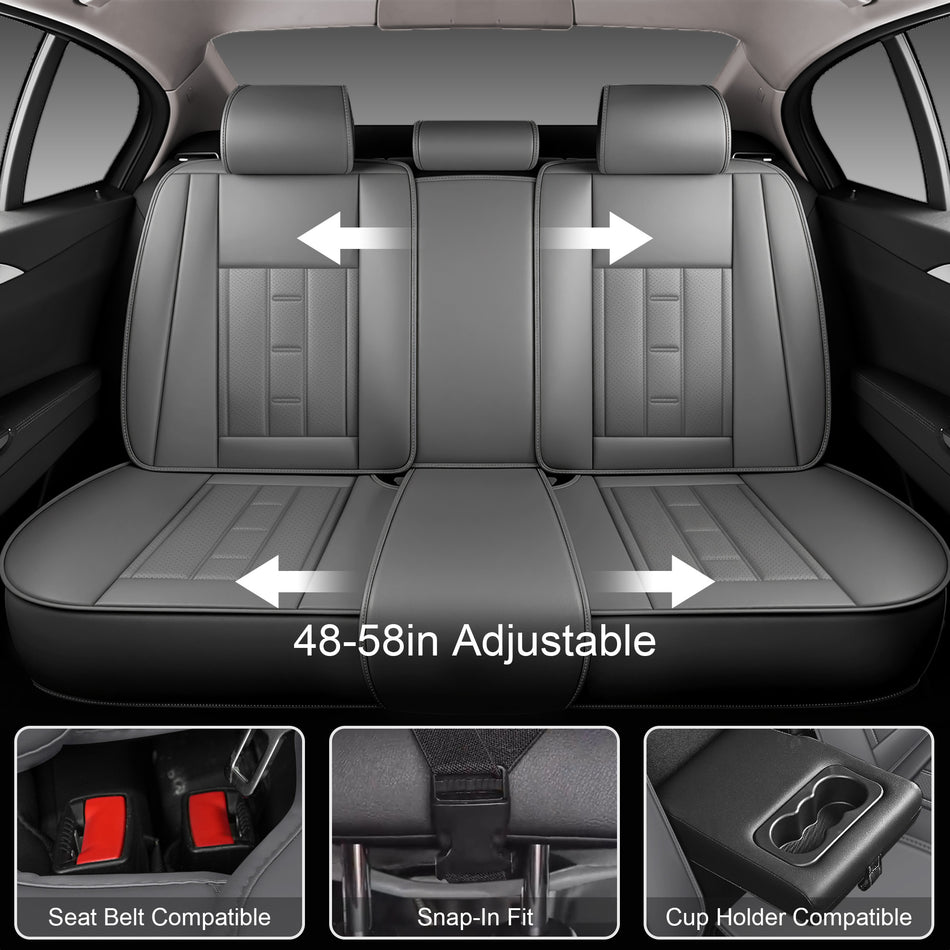 Style 63, Gray, Universal Car Seat Covers, 5-Seat Standard Set, Easy-Clean Interior Protection