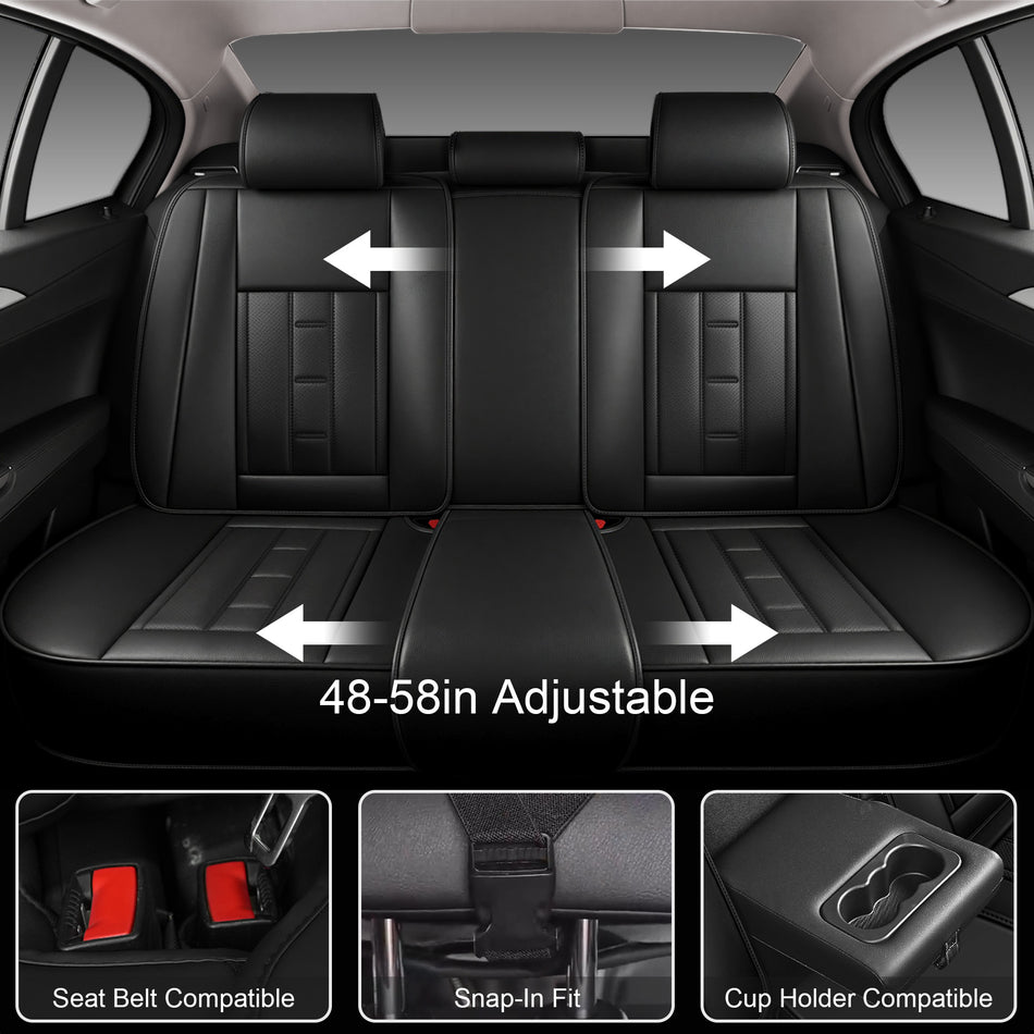 Style 63, Black, Universal Car Seat Covers, 5-Seat Standard Set, Easy-Clean Interior Protection