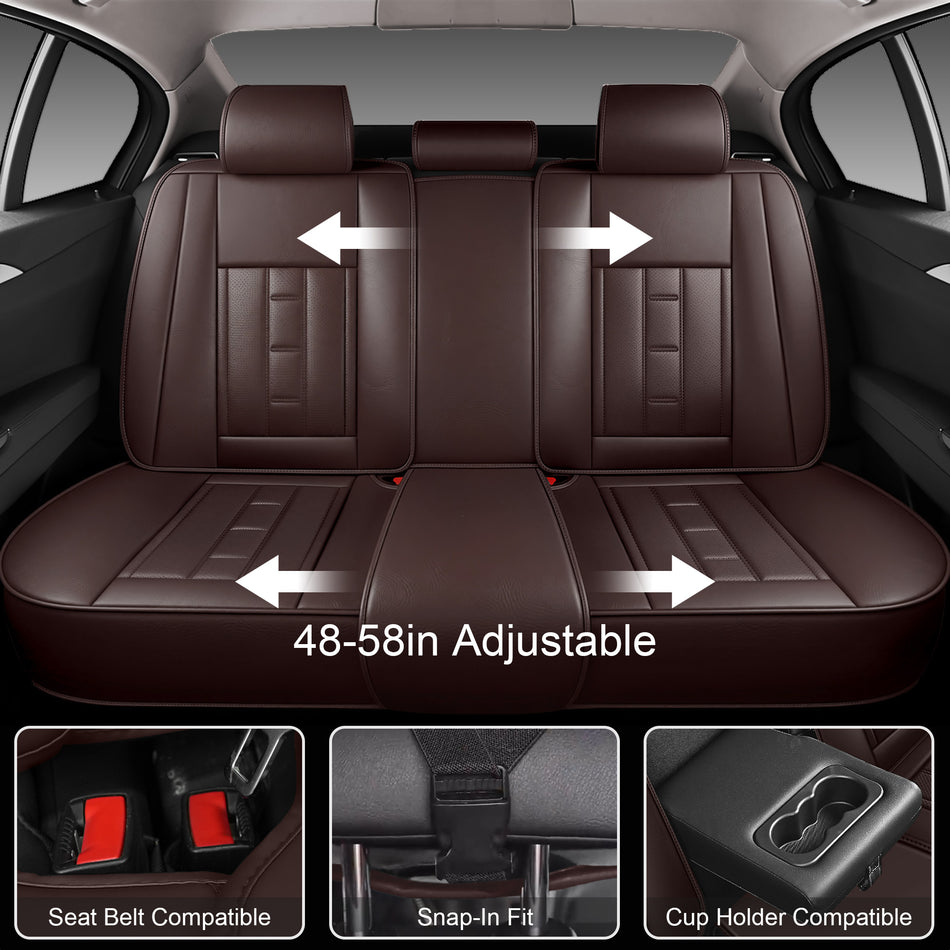 Style 63, Brown, Universal Car Seat Covers, 5-Seat Standard Set, Easy-Clean Interior Protection