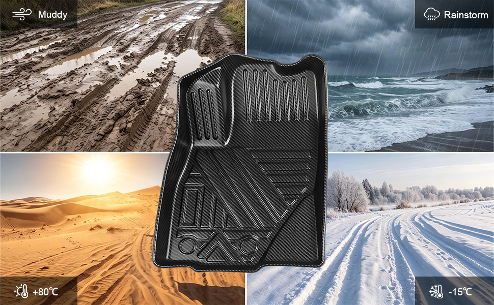 Heavy‑Duty Waterproof Car Floor Mats, All‑Weather Anti‑Slip Auto Floor Liners for SUV Sedan Truck
