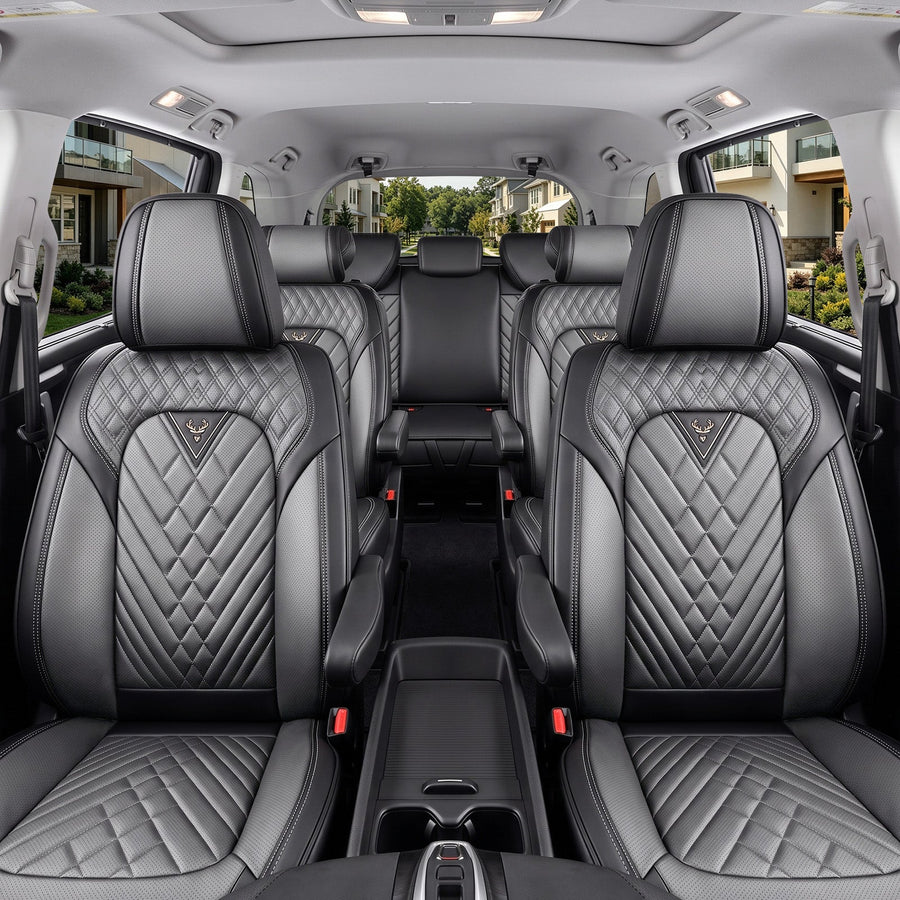 Honda Odyssey Seat Covers, Black/Gray, 7-Seat Standard Set, Vehicle-Specific Interior Protection