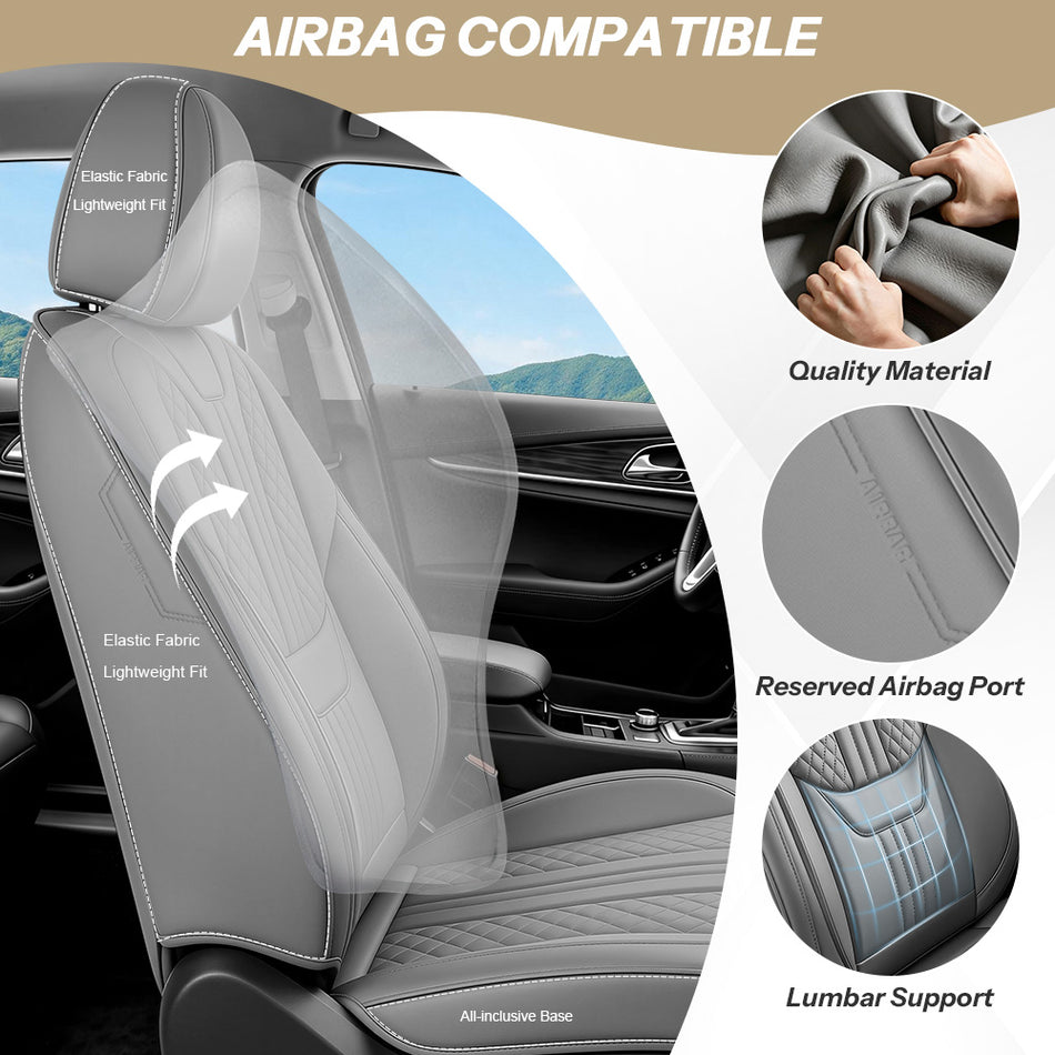 Style 66, Gray, Universal Car Seat Covers, 5-Seat Standard Set, Easy-Clean Interior Protection