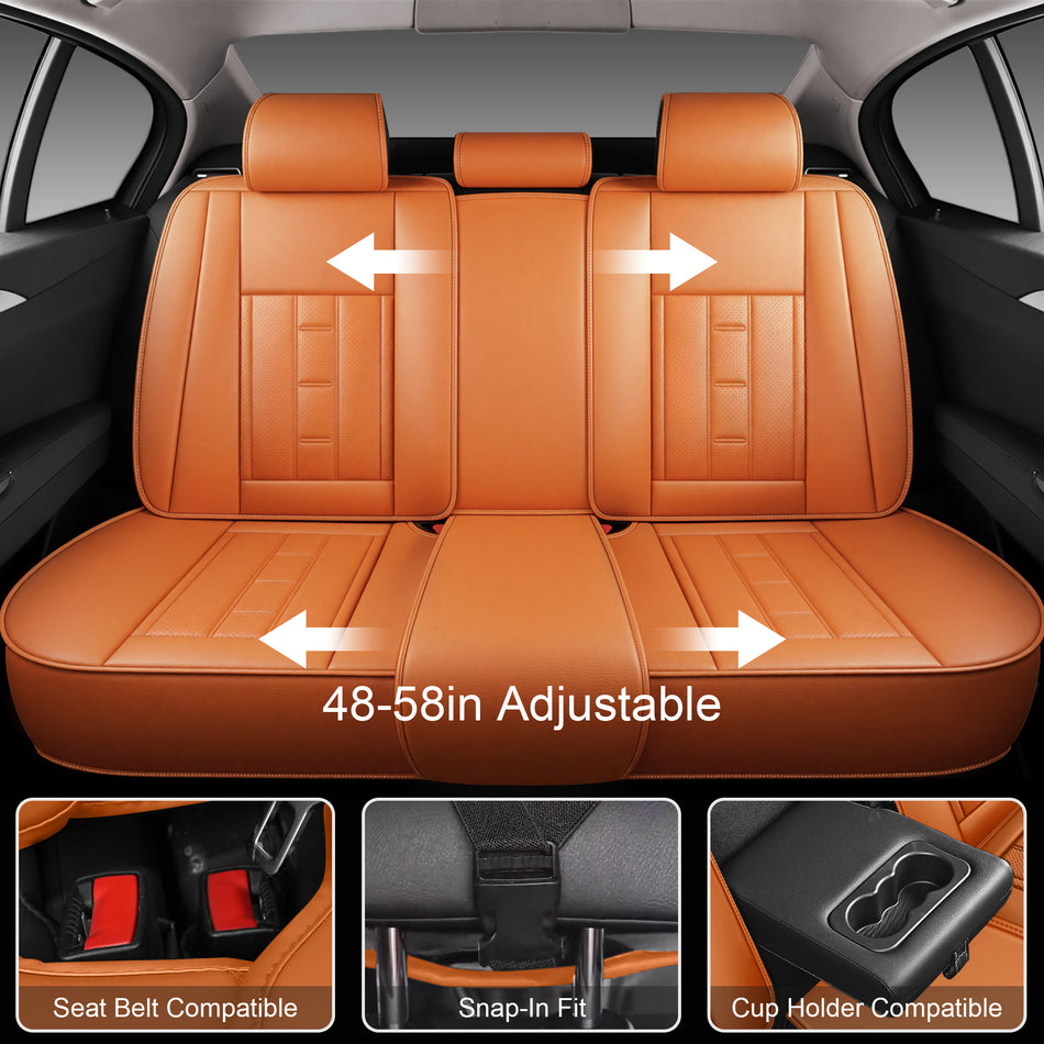Style 63, Orange, Universal Car Seat Covers, 5-Seat Standard Set, Easy-Clean Interior Protection