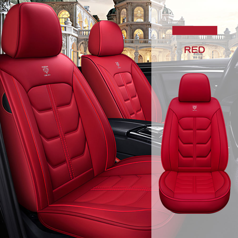 Full Coverage Black Leather Car Seat Cover Light Standard Style, Automotive Vehicle Cushion Universal Fit