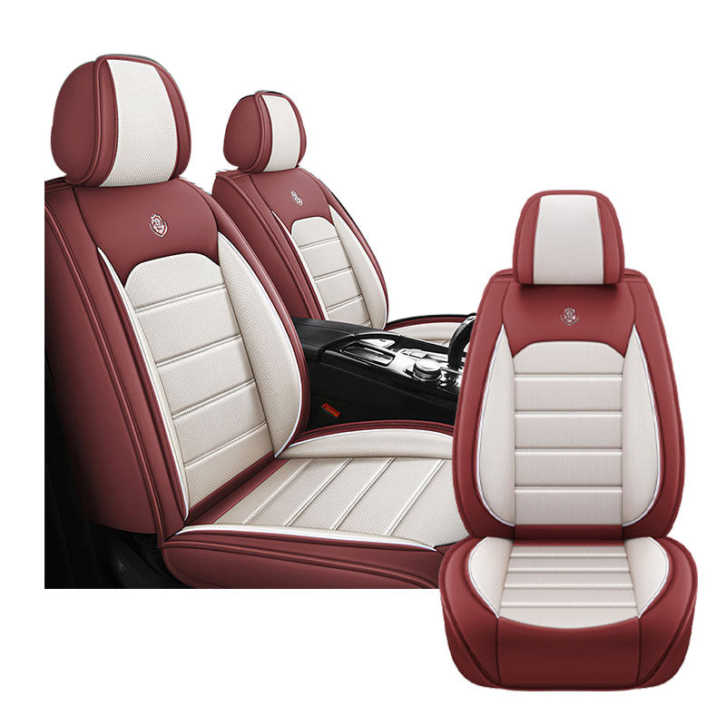 Full Coverage Black Leather Car Seat Cover Sports’ Standard Style, Automotive Vehicle Cushion Universal Fit