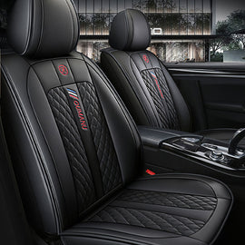 Full Coverage Black Leather Car Seat Cover Street Standard Style, Automotive Vehicle Cushion Universal Fit
