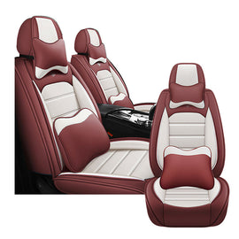 Full Coverage Black Leather Car Seat Cover Sports’  Luxury Style, Automotive Vehicle Cushion Universal Fit