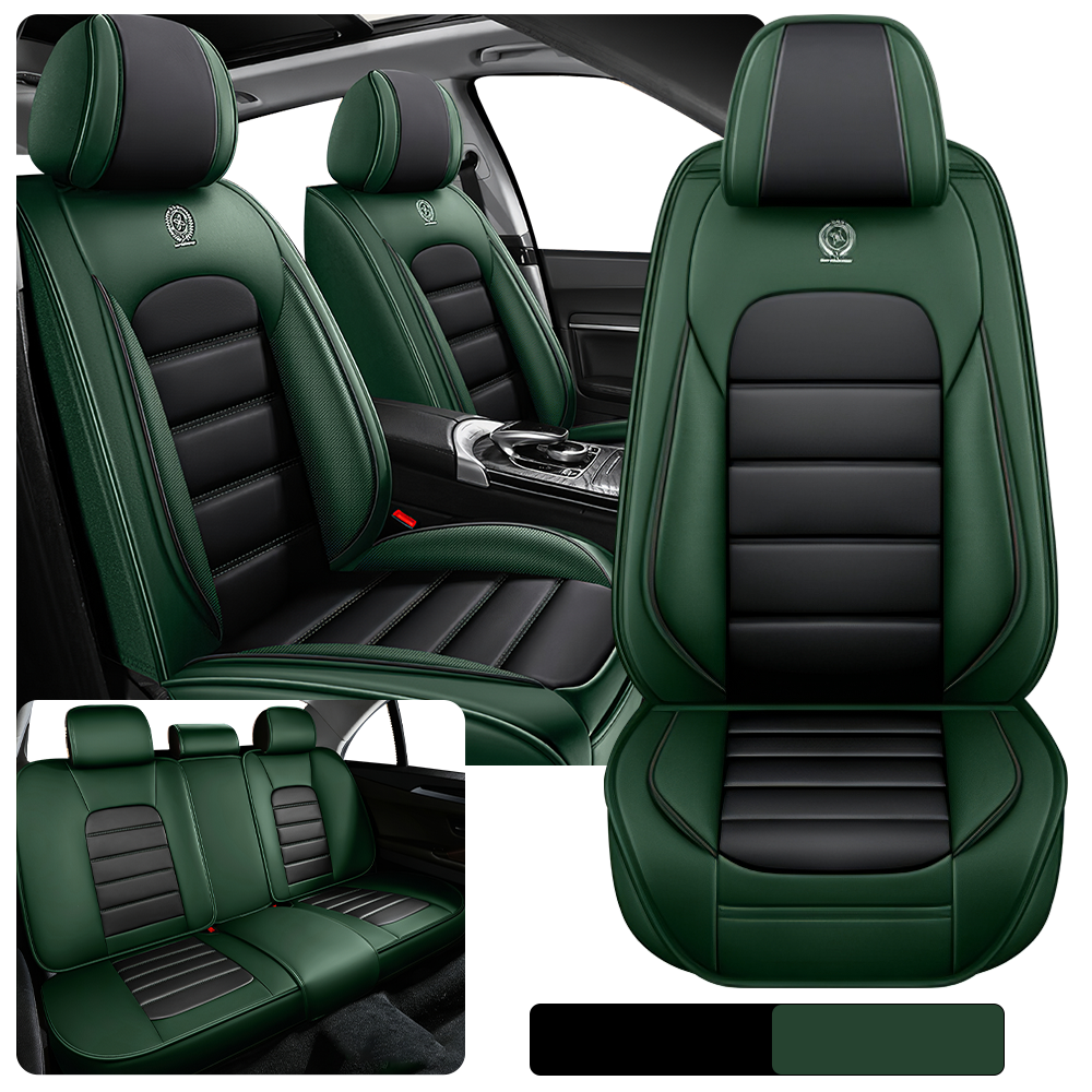Full Coverage Black Leather Car Seat Cover Classical Standard Style, Automotive Vehicle Cushion Universal Fit