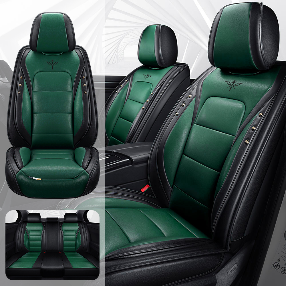 Full Coverage Black Leather Car Seat Cover Street Standard Style, Automotive Vehicle Cushion Universal Fit