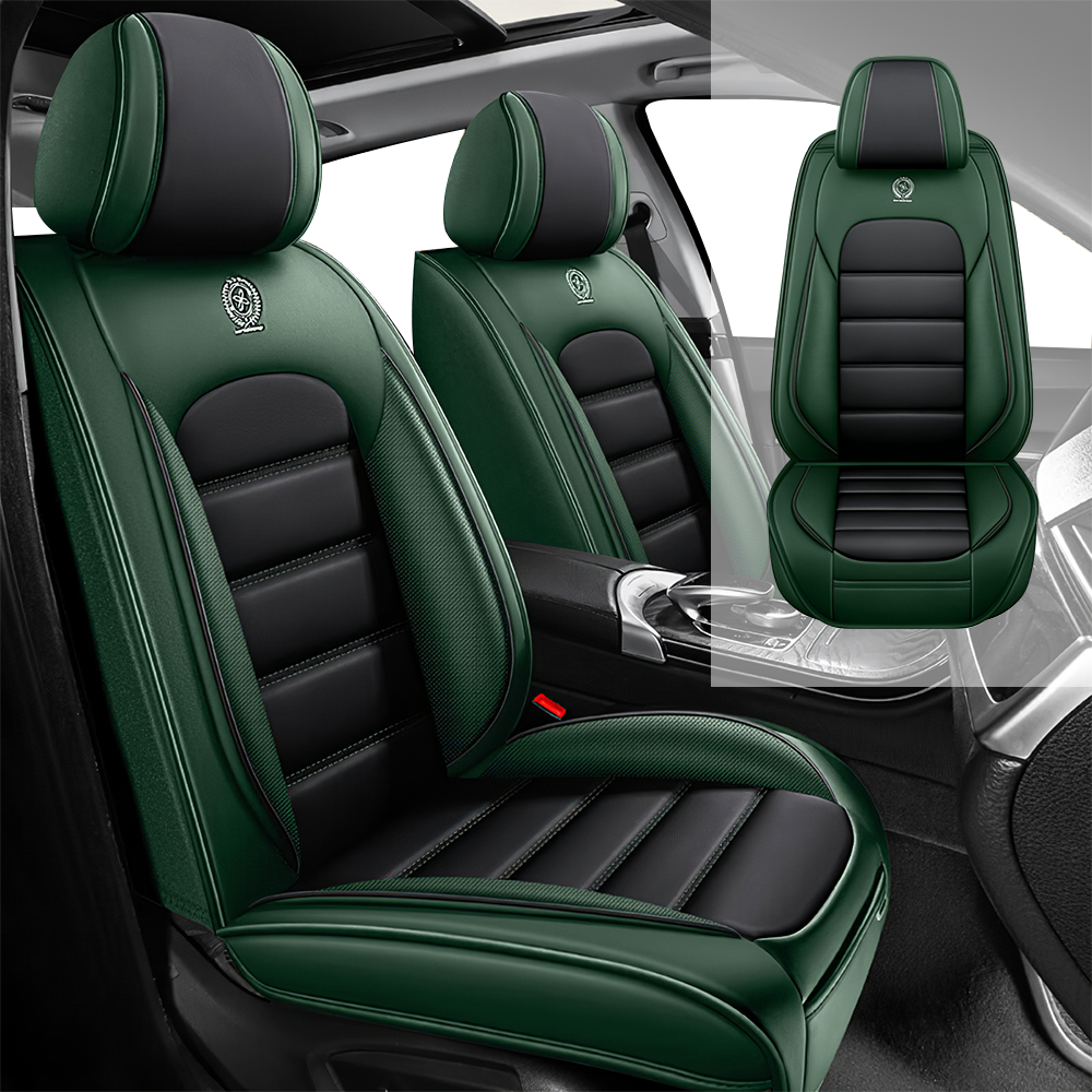Full Coverage Black Leather Car Seat Cover Classical Standard Style, Automotive Vehicle Cushion Universal Fit