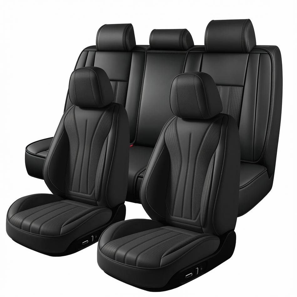 Style 64, Black, Universal Car Seat Covers, 5-Seat Standard Set, Easy-Clean Interior Protection