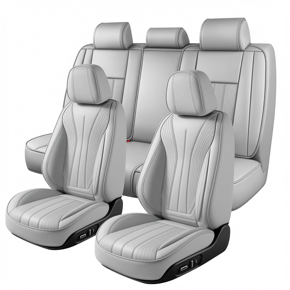 Style 64, Gray, Universal Car Seat Covers, 5-Seat Standard Set, Easy-Clean Interior Protection