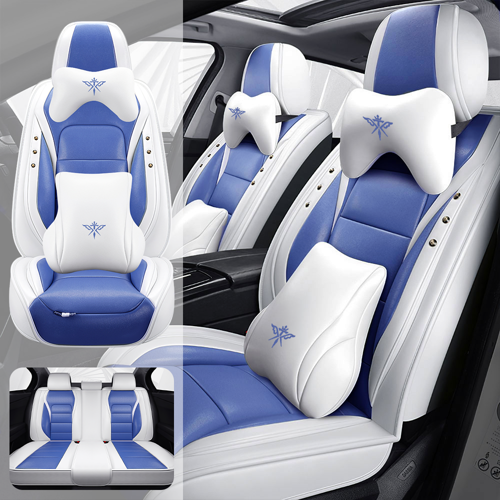Full Coverage Black Leather Car Seat Cover Street Luxury Style, Automotive Vehicle Cushion Universal Fit