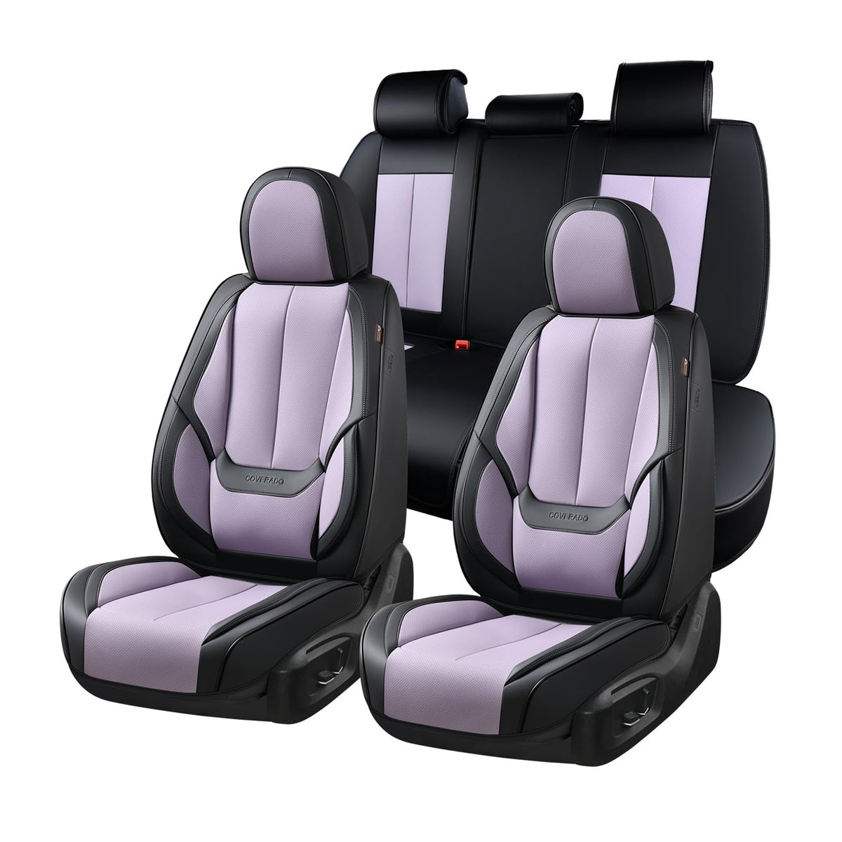 Coverado Seat Covers Full Set, Black Seat Covers for Cars 5 Seats, Car Seat Protector, Waterproof Nappa Leather Car Seat Cushion, Front and Rear Car Seat Cover Fit for Most Sedans SUV Pick-up Truck