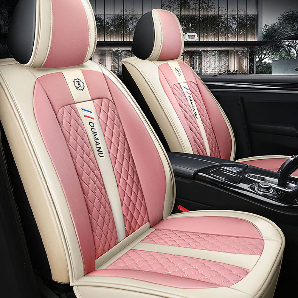 Full Coverage Black Leather Car Seat Cover Street Standard Style, Automotive Vehicle Cushion Universal Fit