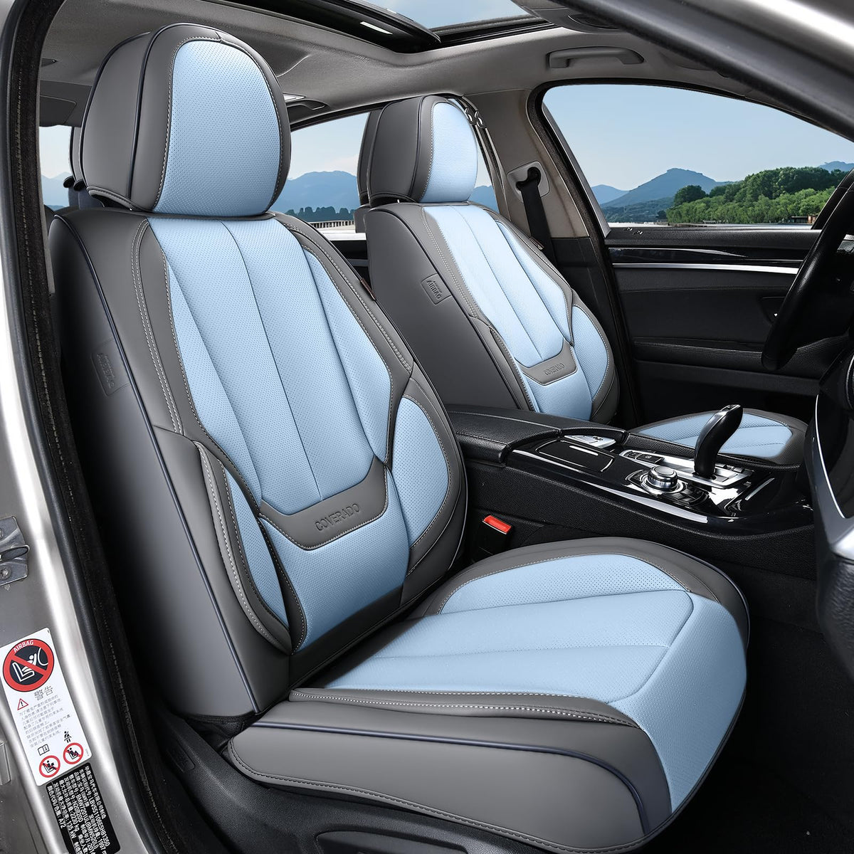 Coverado Seat Covers Full Set, Black Seat Covers for Cars 5 Seats, Car Seat Protector, Waterproof Nappa Leather Car Seat Cushion, Front and Rear Car Seat Cover Fit for Most Sedans SUV Pick-up Truck
