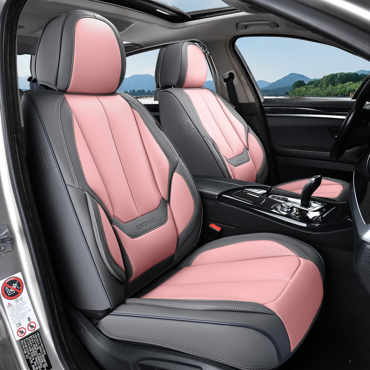 Coverado Seat Covers Full Set, Black Seat Covers for Cars 5 Seats, Car Seat Protector, Waterproof Nappa Leather Car Seat Cushion, Front and Rear Car Seat Cover Fit for Most Sedans SUV Pick-up Truck