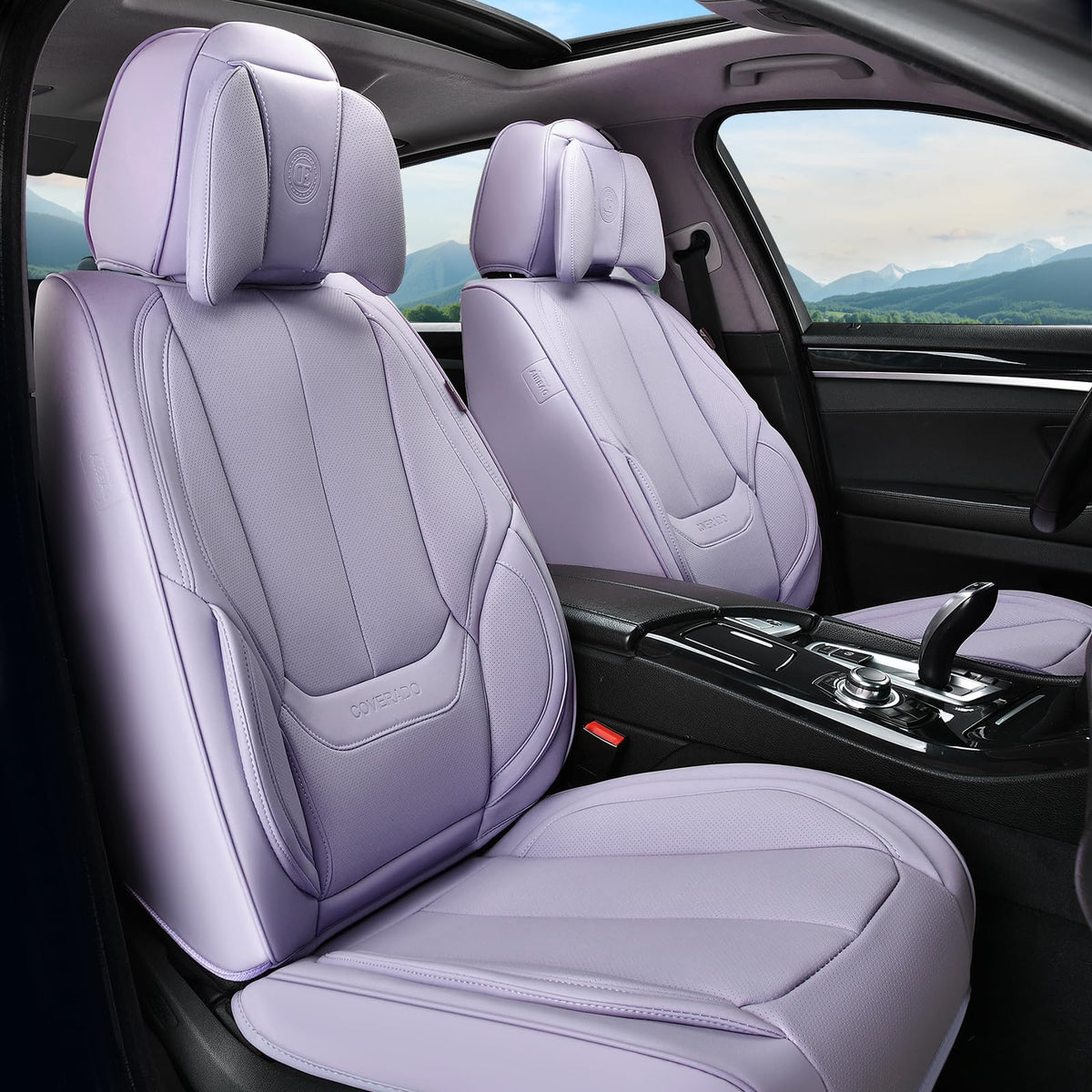 Coverado Seat Covers Full Set, Black Seat Covers for Cars 5 Seats, Car Seat Protector, Waterproof Nappa Leather Car Seat Cushion, Front and Rear Car Seat Cover Fit for Most Sedans SUV Pick-up Truck