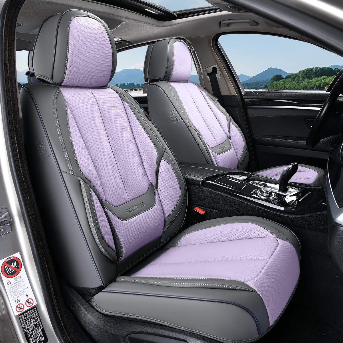 Coverado Seat Covers Full Set, Black Seat Covers for Cars 5 Seats, Car Seat Protector, Waterproof Nappa Leather Car Seat Cushion, Front and Rear Car Seat Cover Fit for Most Sedans SUV Pick-up Truck