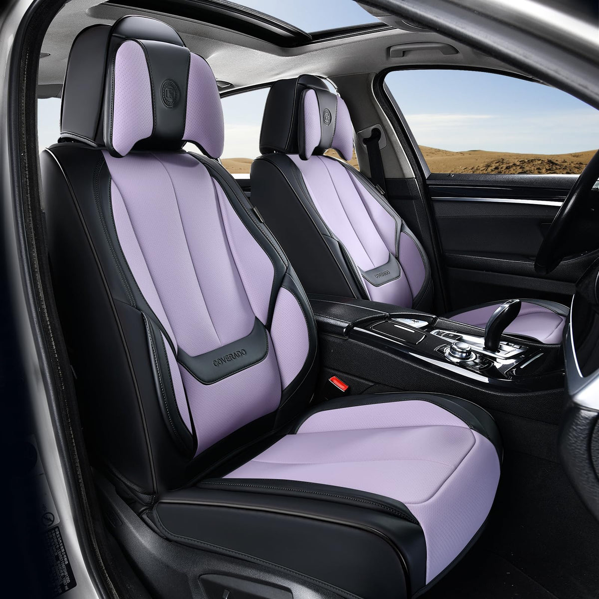 Coverado Seat Covers Full Set, Black Seat Covers for Cars 5 Seats, Car Seat Protector, Waterproof Nappa Leather Car Seat Cushion, Front and Rear Car Seat Cover Fit for Most Sedans SUV Pick-up Truck