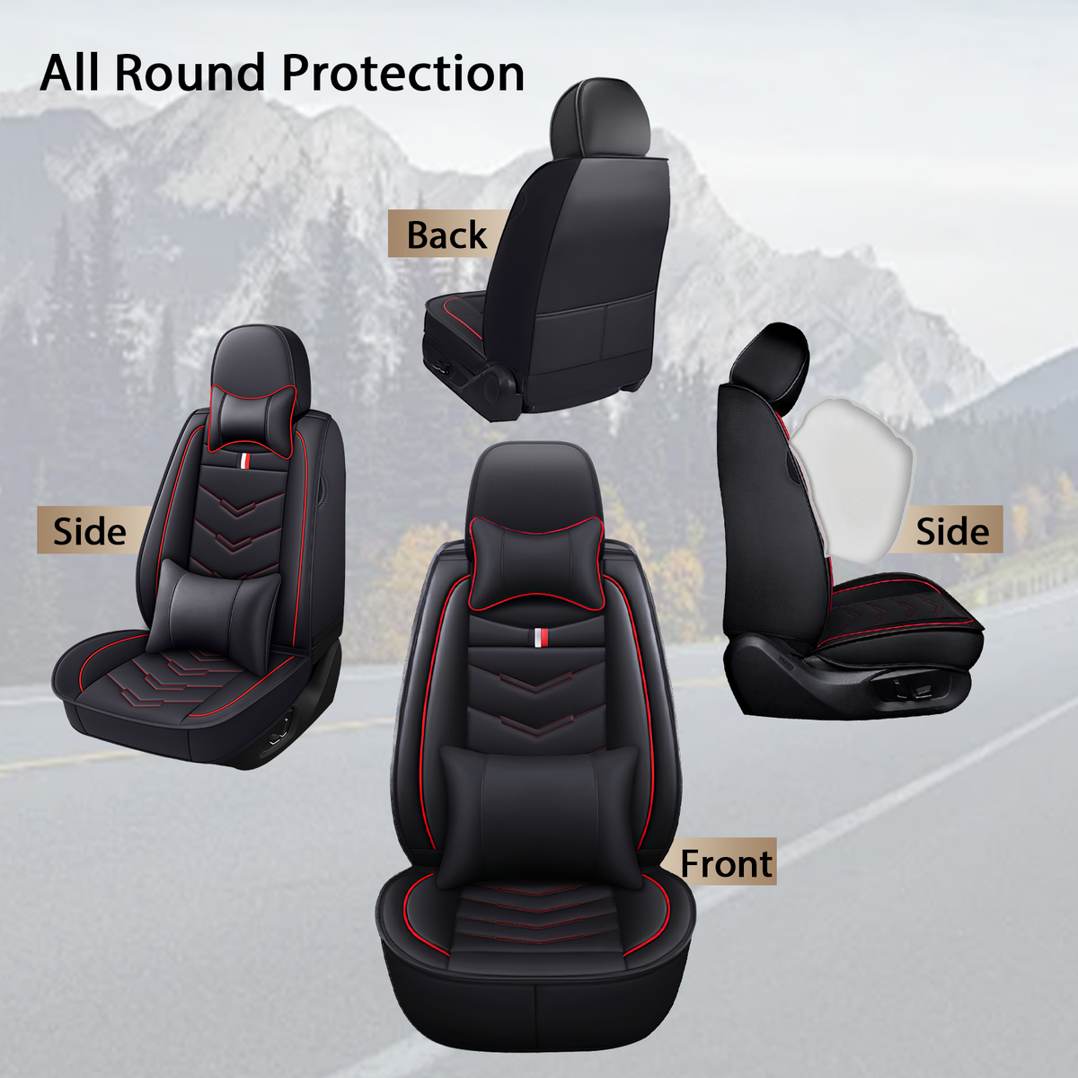 Acura Integra 2000-2026 Seat Covers - Black Red - 2 Seat Luxury