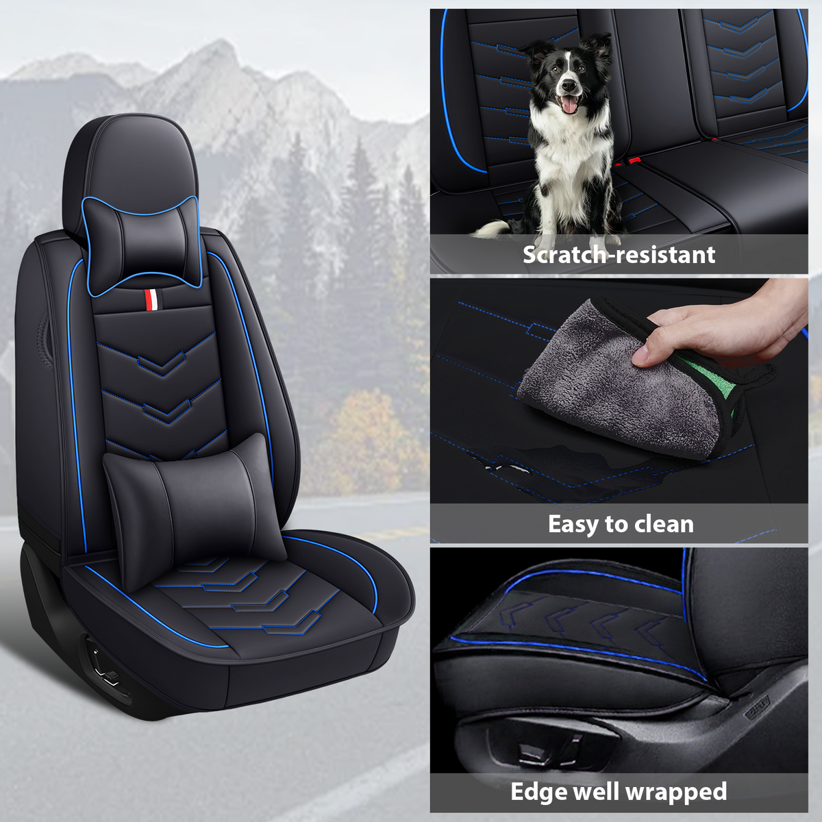 Acura Integra 2000-2026 Seat Covers - Black Blue - 2 Seat Luxury