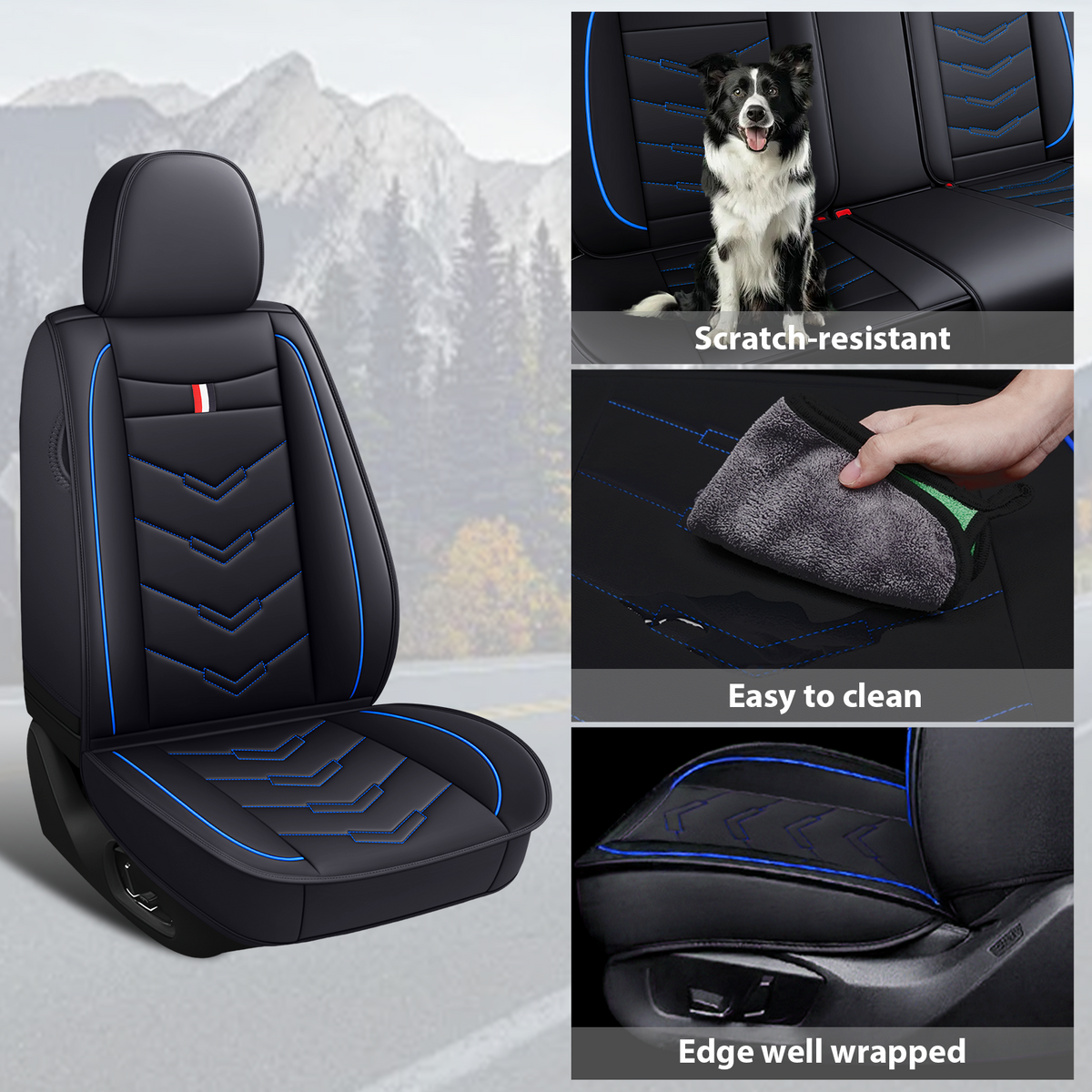 Acura Integra 2000-2026 Seat Covers - Black Blue - 2 Seat Standard