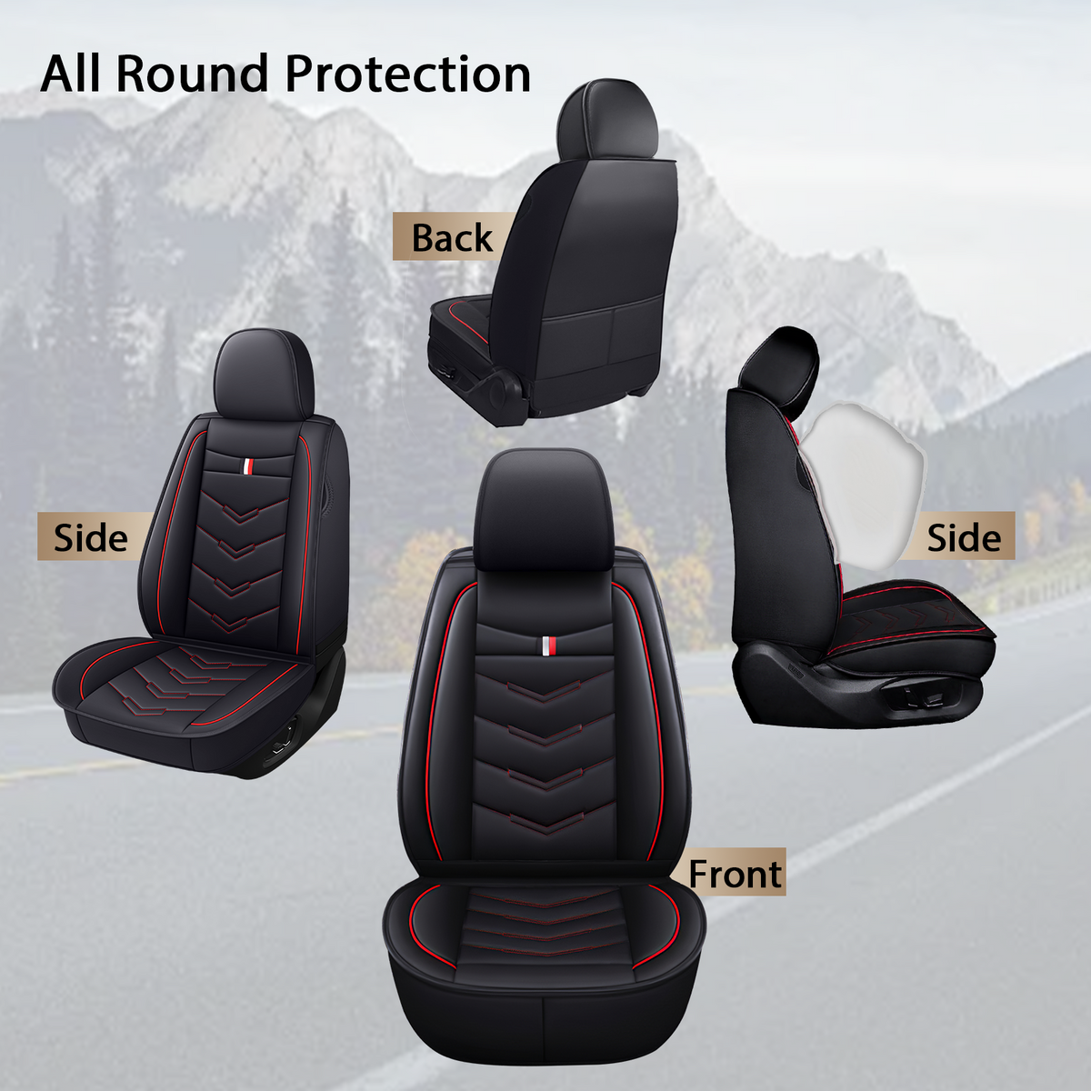 Acura RDX 2007-2026 Seat Covers - Black Red - 2 Seat Standard