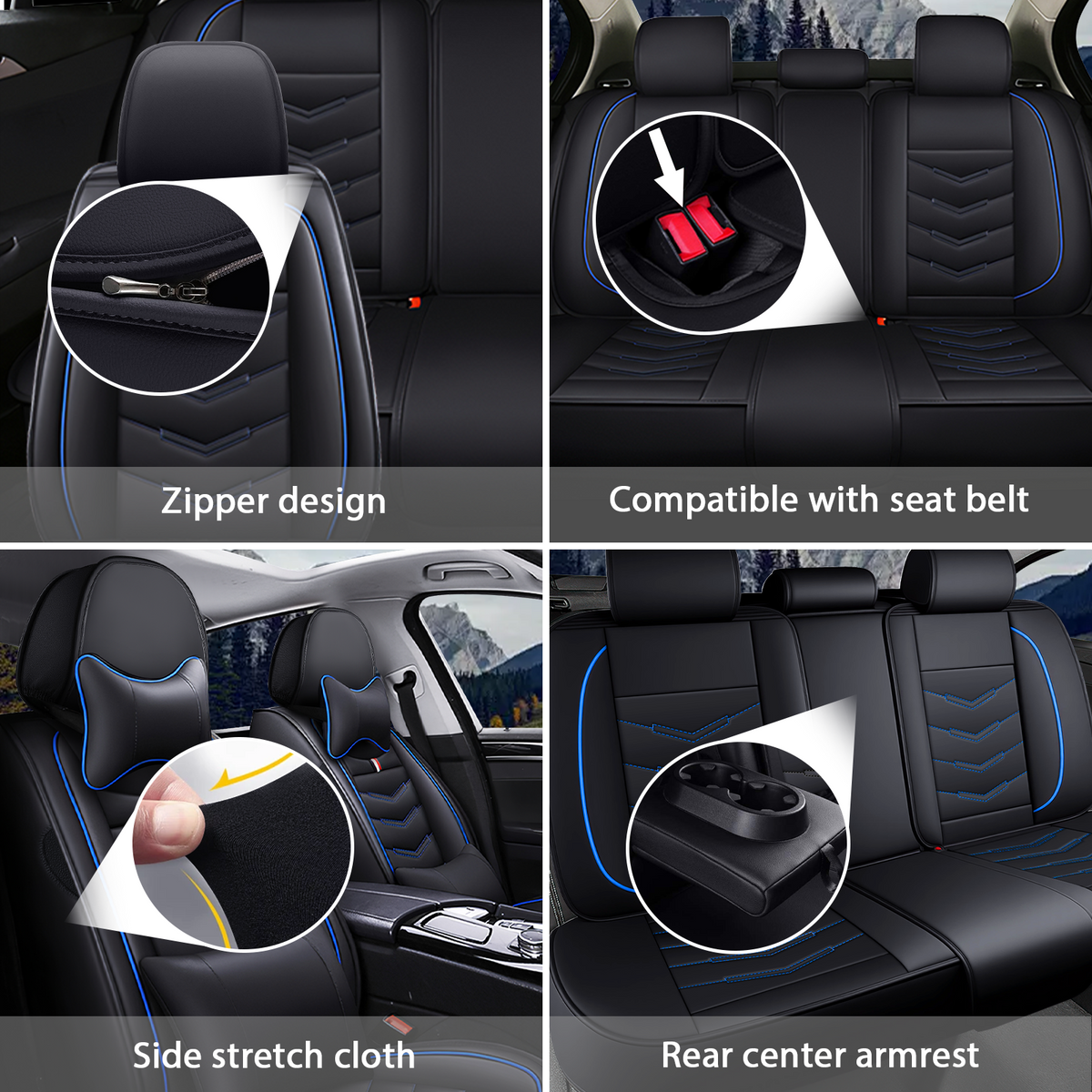 Acura RDX 2007-2026 Seat Covers - Black Blue - 2 Seat Luxury