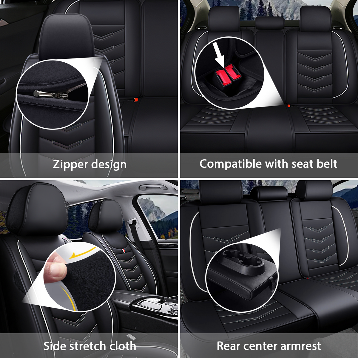 Acura Integra 2000-2026 Seat Covers - Black White - 2 Seat Standard