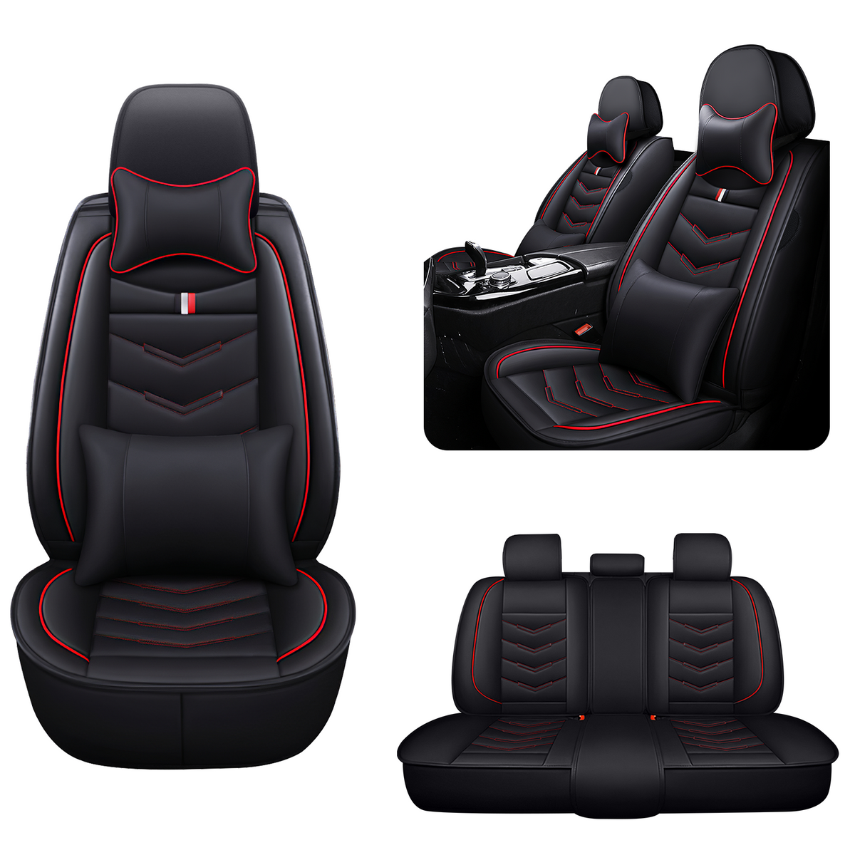 Acura Integra 2000-2026 Seat Covers - Black Red - 5 Seat Luxury