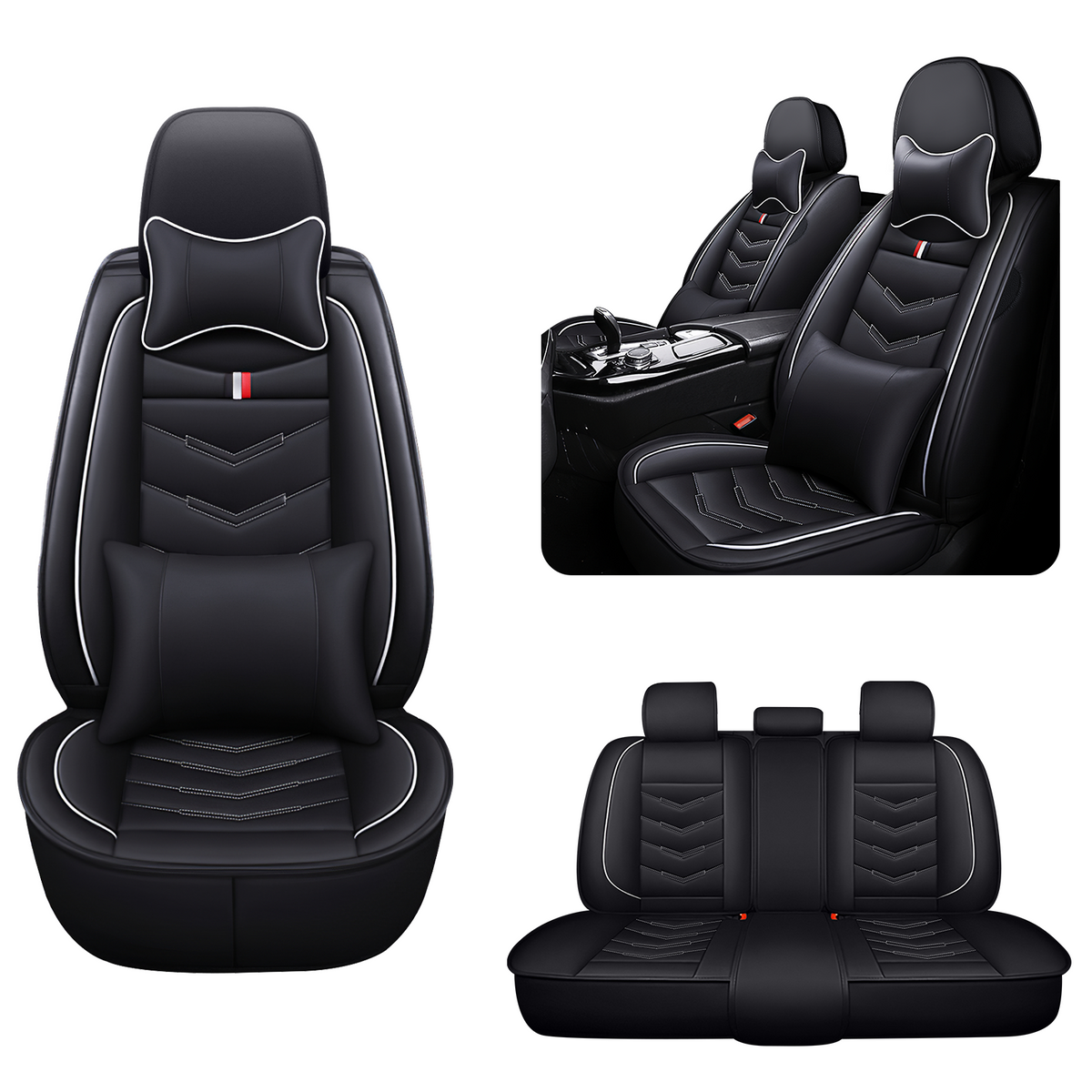 Acura Integra 2000-2026 Seat Covers - Black White - 5 Seat Luxury