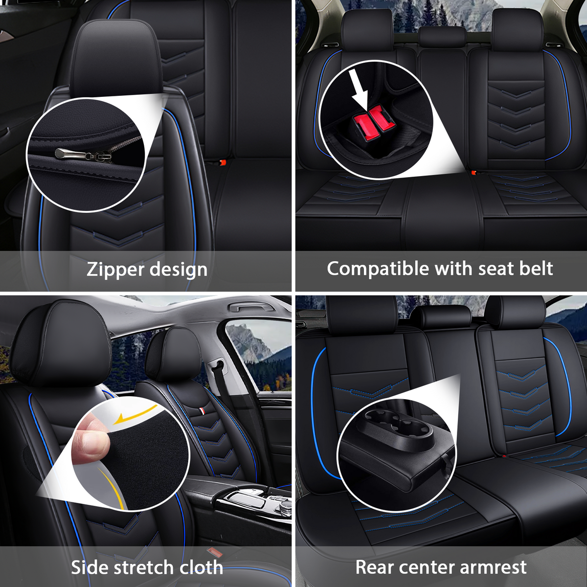 Acura RDX 2007-2026 Seat Covers - Black Blue - 2 Seat Standard