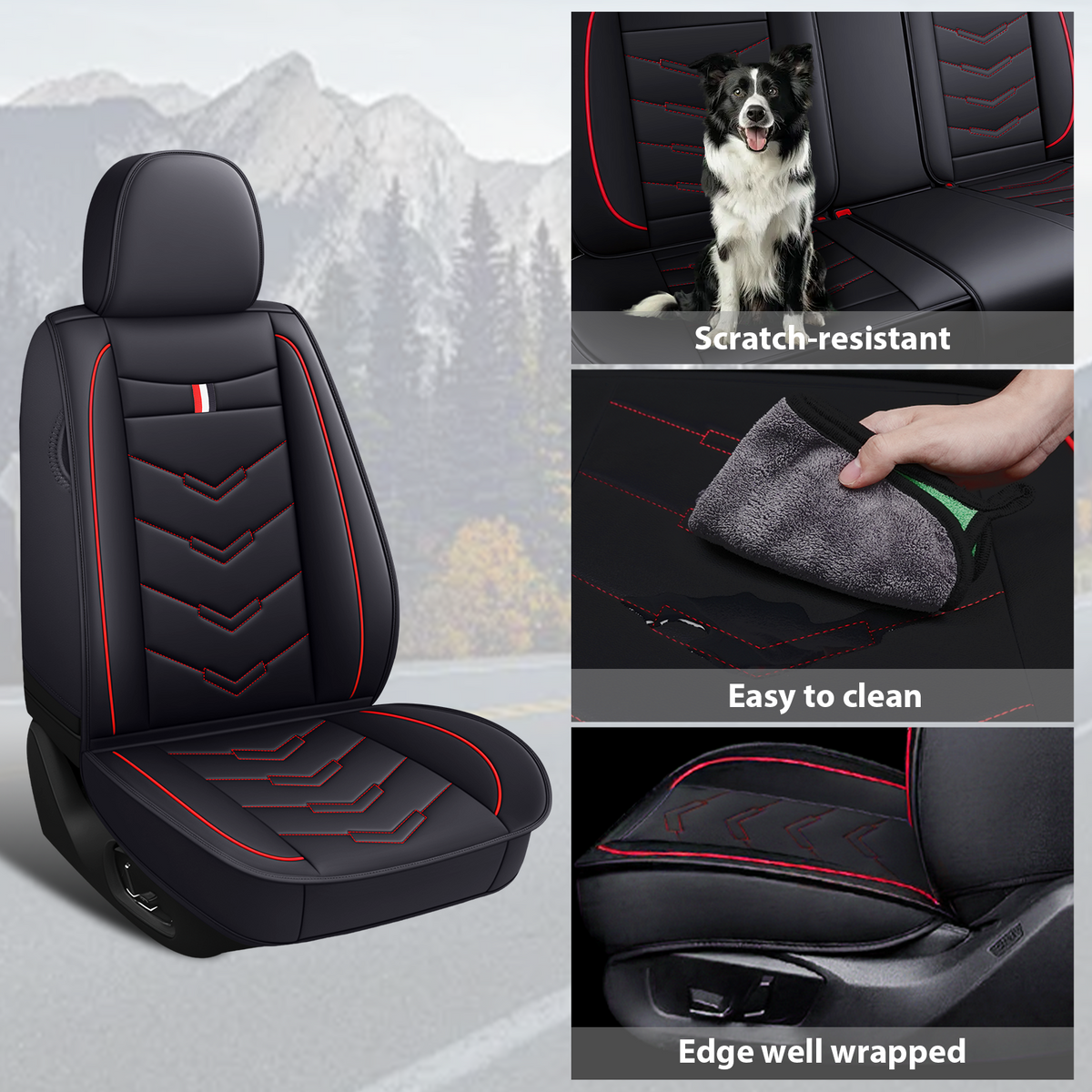 Acura Integra 2000-2026 Seat Covers - Black Red - 2 Seat Standard
