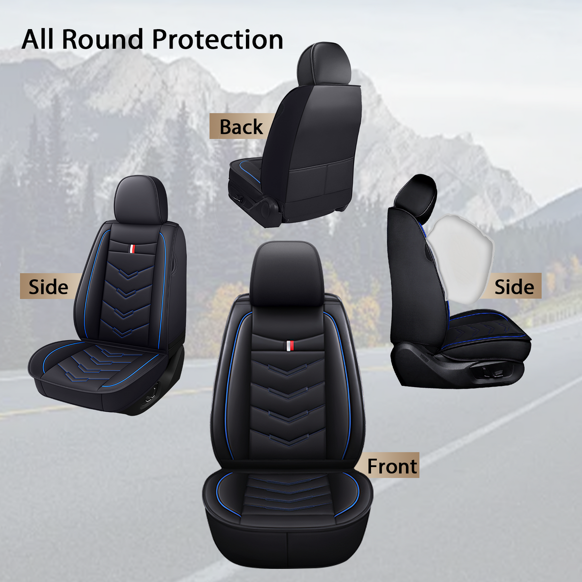 Acura Integra 2000-2026 Seat Covers - Black Blue - 2 Seat Standard