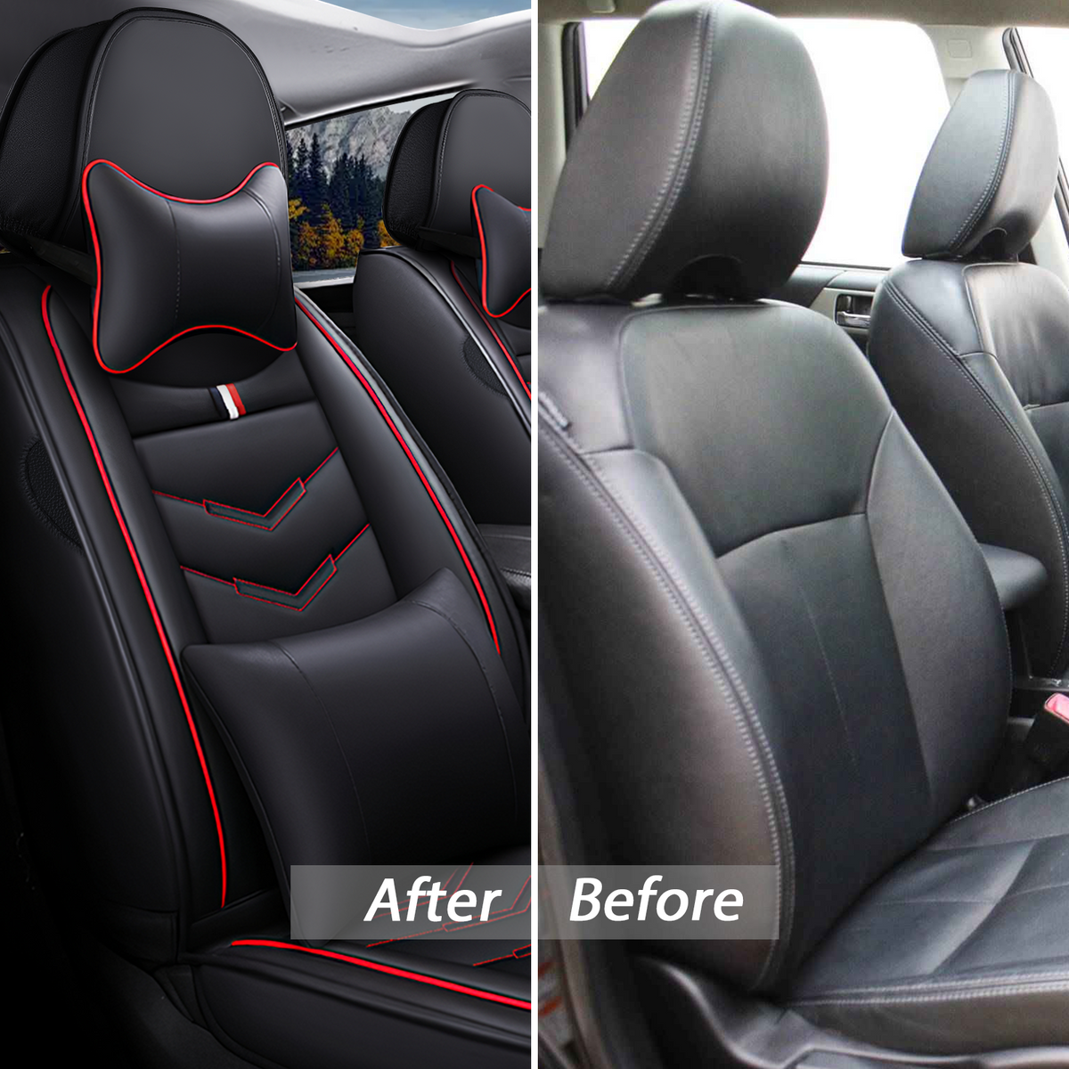 Acura Integra 2000-2026 Seat Covers - Black Red - 2 Seat Luxury