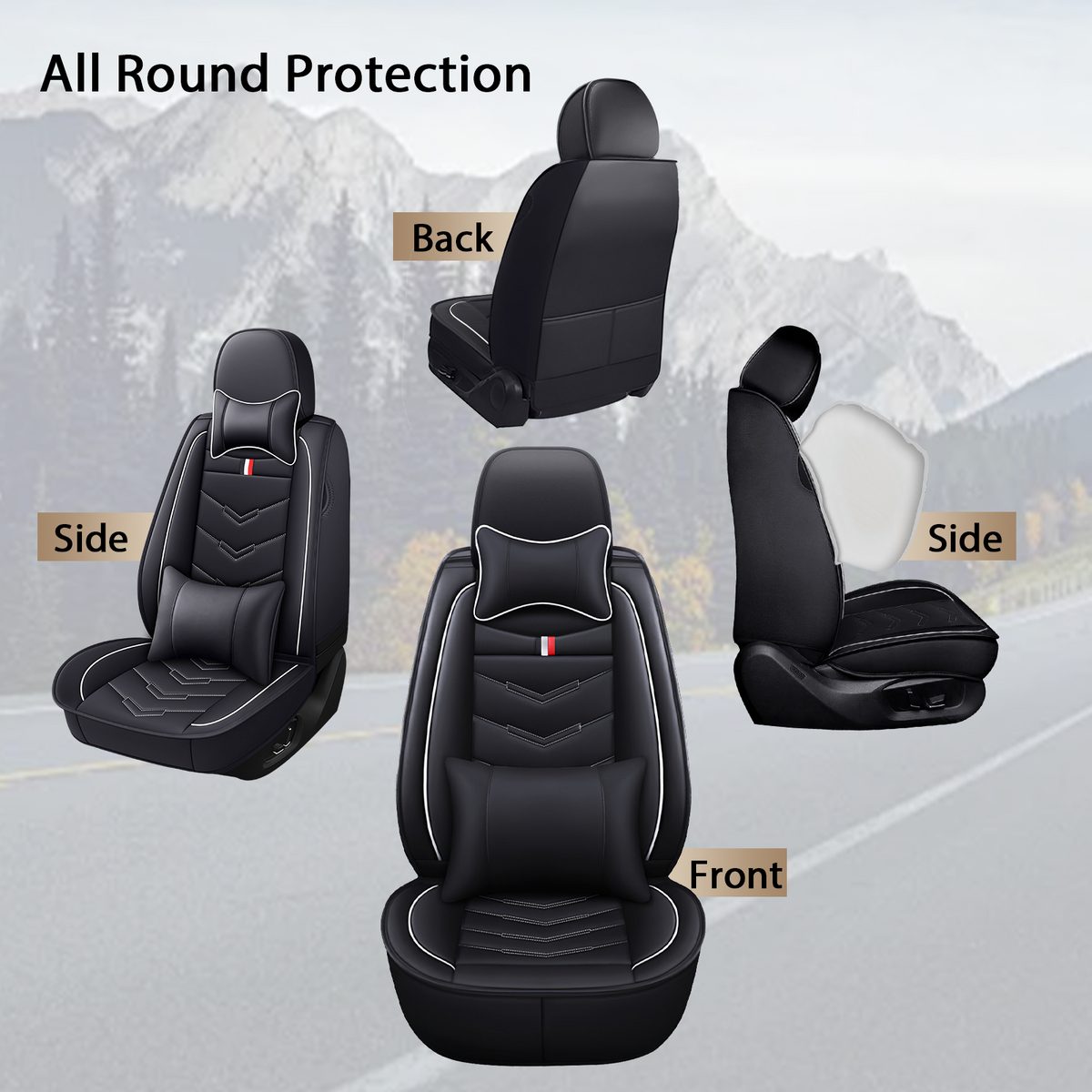 Acura RDX 2007-2026 Seat Covers - Black White - 2 Seat Luxury