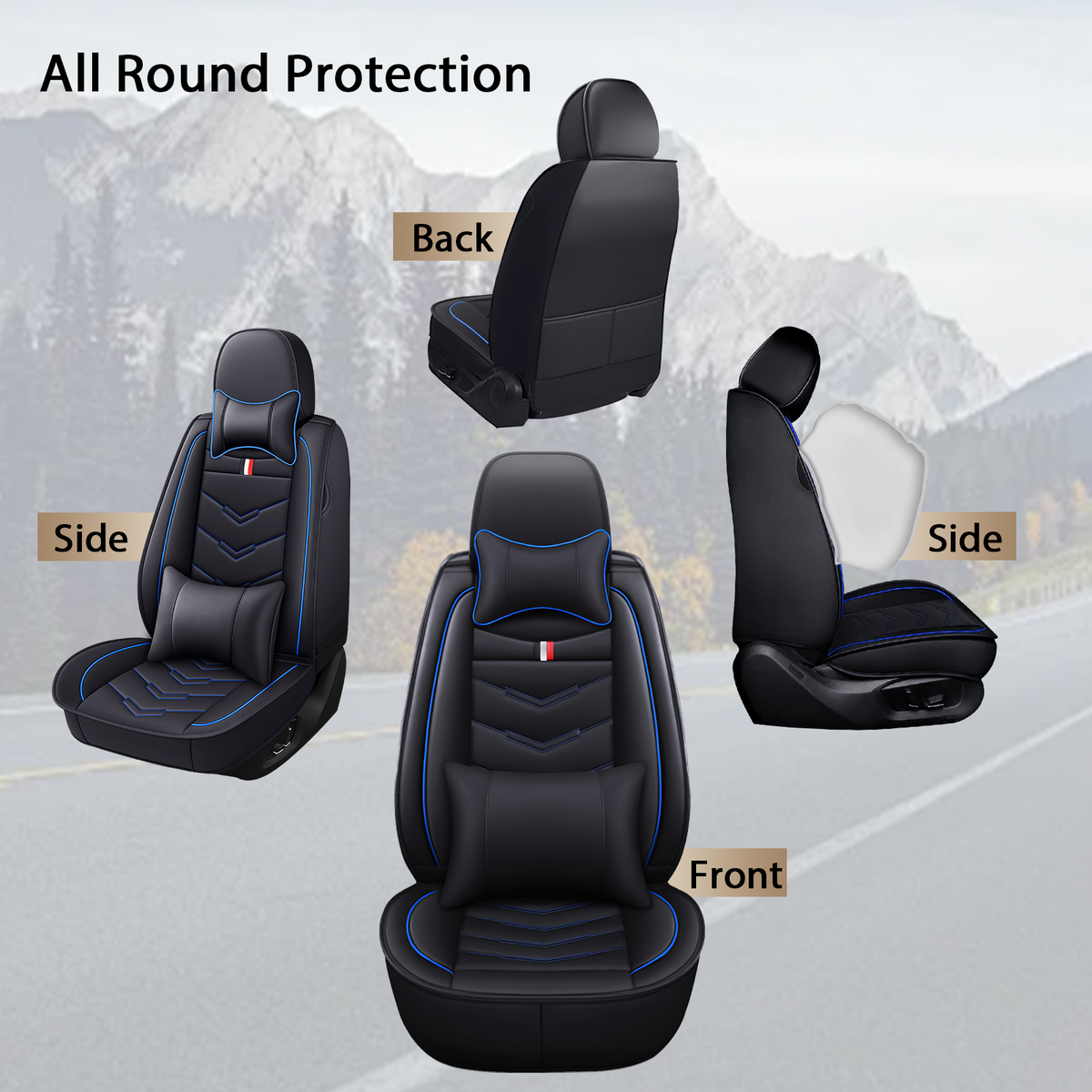Acura Integra 2000-2026 Seat Covers - Black Blue - 2 Seat Luxury