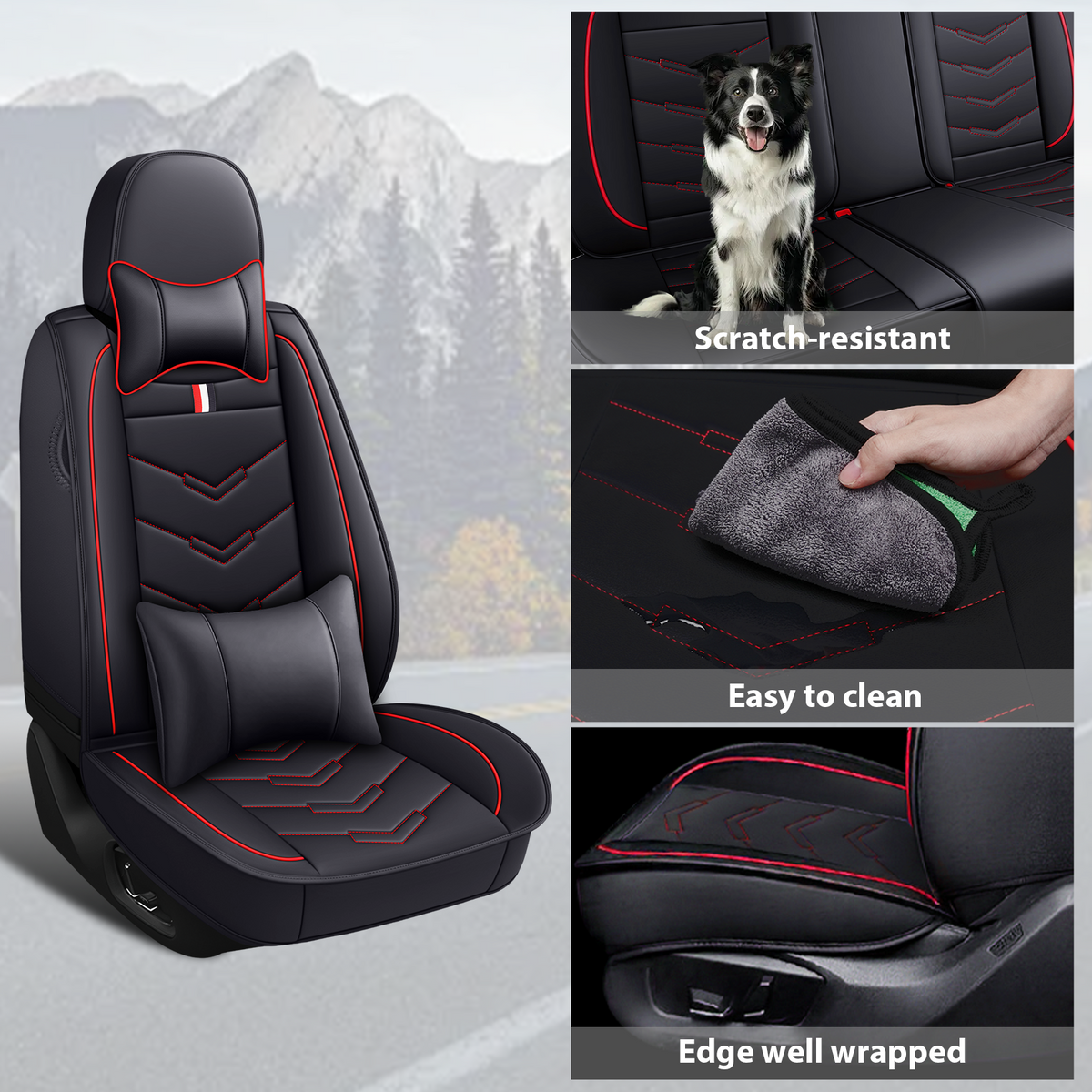 Acura Integra 2000-2026 Seat Covers - Black Red - 2 Seat Luxury