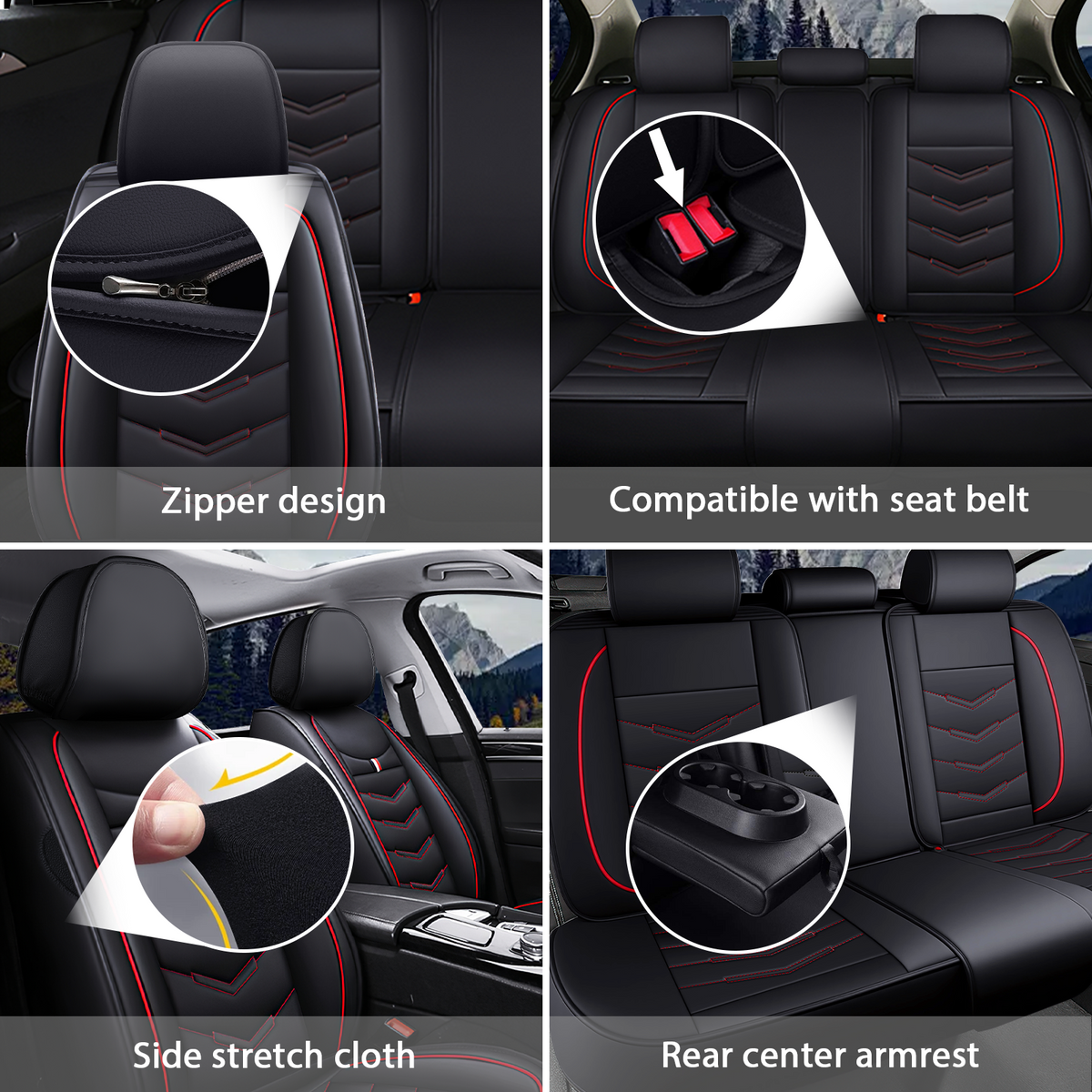 Acura RDX 2007-2026 Seat Covers - Black Red - 2 Seat Standard