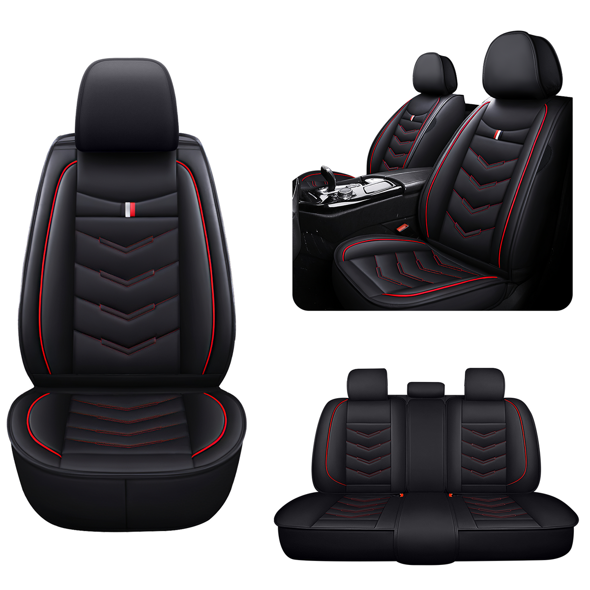 Acura RDX 2007-2026 Seat Covers - Black Red - 5 Seat Standard
