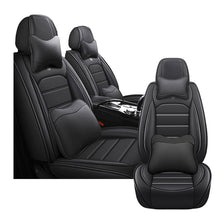 Load image into Gallery viewer, Full Coverage Black Leather Car Seat Cover Sports’  Luxury Style, Automotive Vehicle Cushion Universal Fit