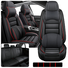 Load image into Gallery viewer, Full Coverage Black Leather Car Seat Cover Classical Luxury Style, Automotive Vehicle Cushion Universal Fit