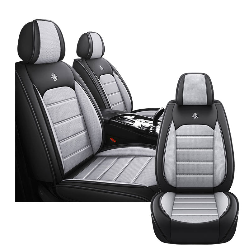Full Coverage Black Leather Car Seat Cover Sports’ Standard Style, Automotive Vehicle Cushion Universal Fit