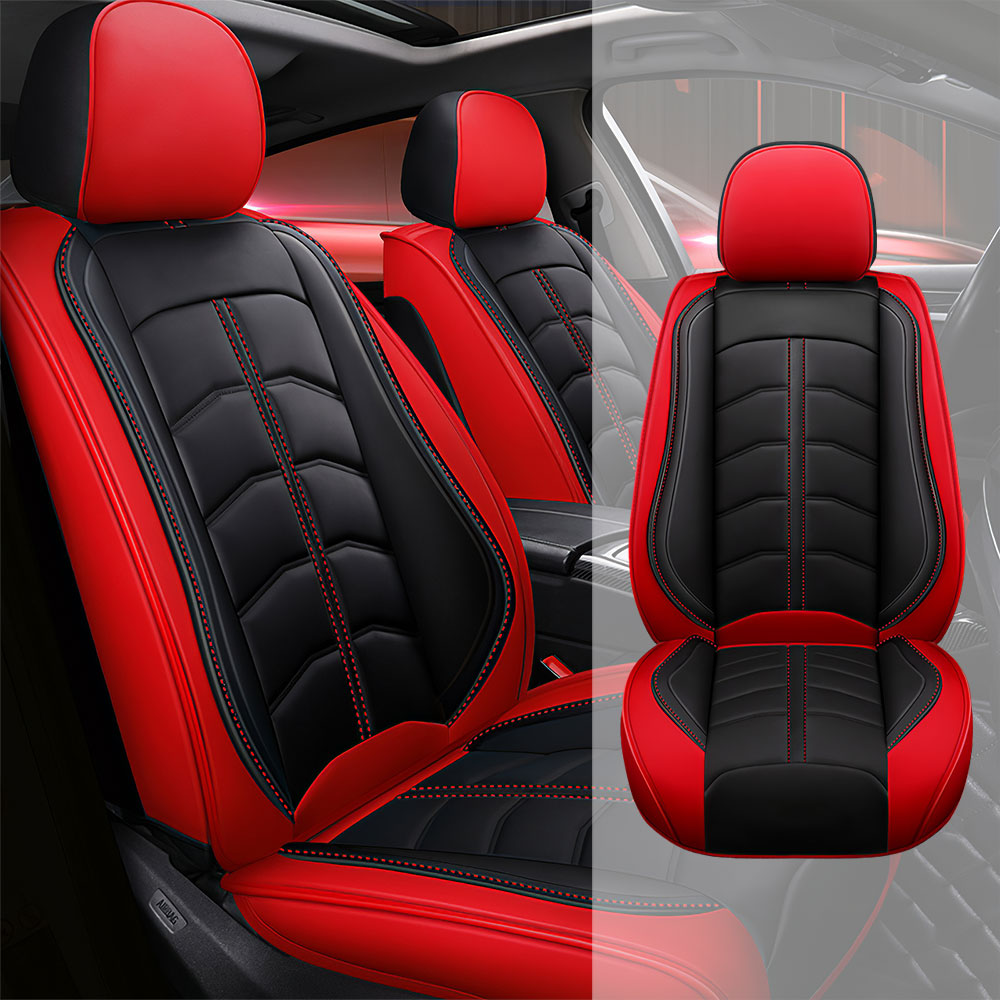 Full Coverage Black Leather Car Seat Cover Light Standard Style, Automotive Vehicle Cushion Universal Fit