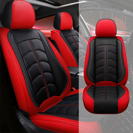 Full Coverage Black Leather Car Seat Cover Light Standard Style, Automotive Vehicle Cushion Universal Fit